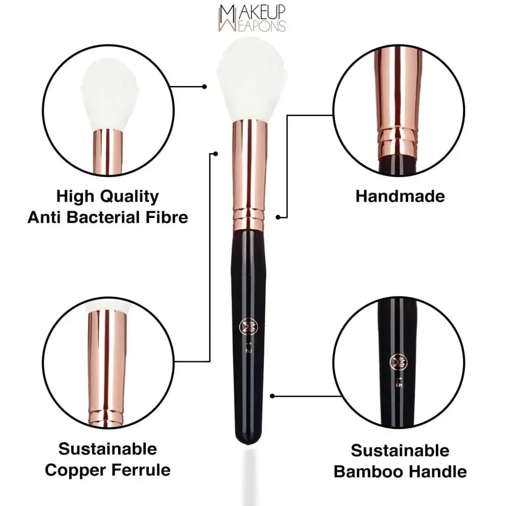 1.2 Small Tapered Powder Vegan Beauty Professional Makeup Brush - Makeup Weapons
